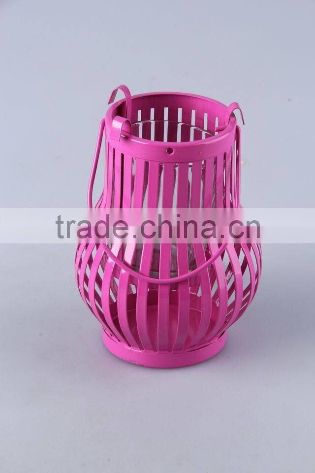 Home Decoration Candlestick/Portable Pear-shaped Painted Iron+Glass Candle Holder