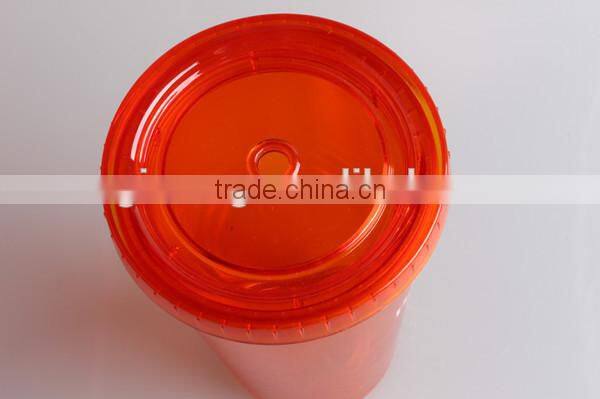Double wall plastic red tumbler with straw lid 16oz