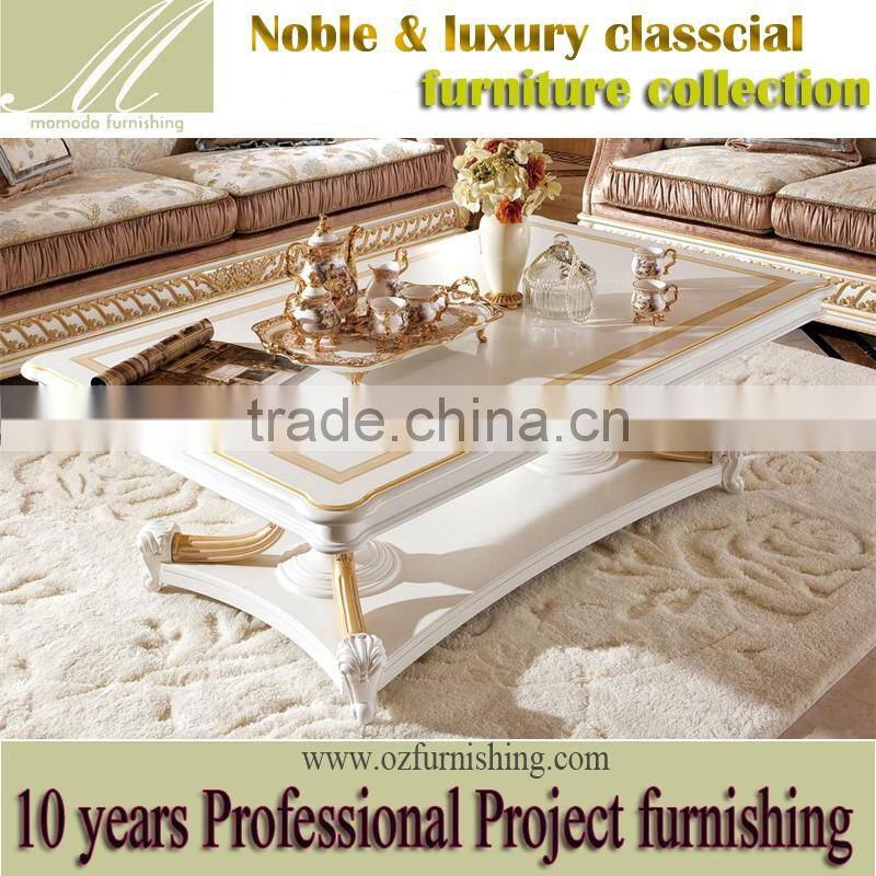 YB62 Baroque style classical luxury wood carved wooden square side coffee table