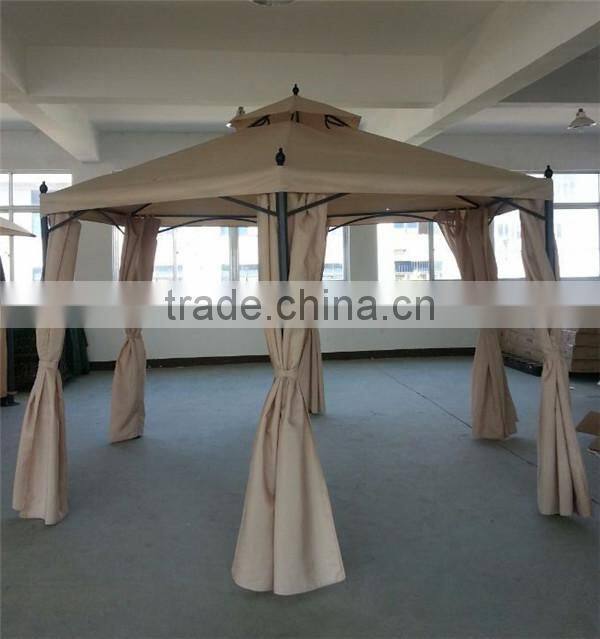 Outdoor canvas gazebo with metal roof