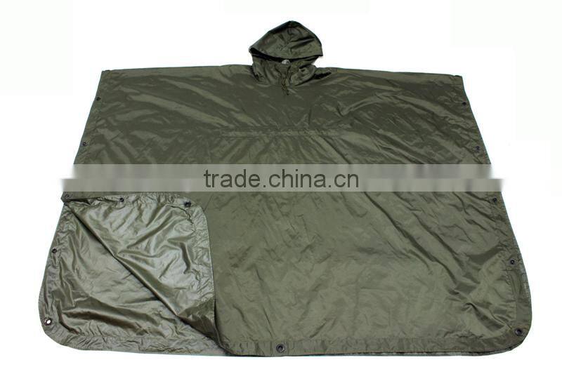 Rain coat for men military army poncho Polyester with PE PVC coating