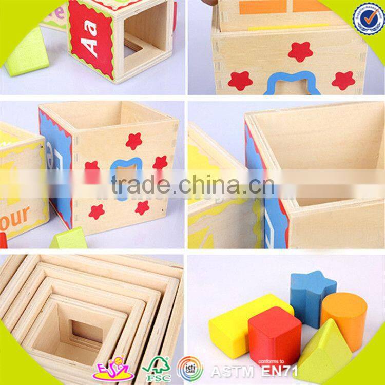 Wholesale cheap kids wooden stacking cup toy hot sale baby wooden stacking cup toy funny wooden stacking cup toy W13D079