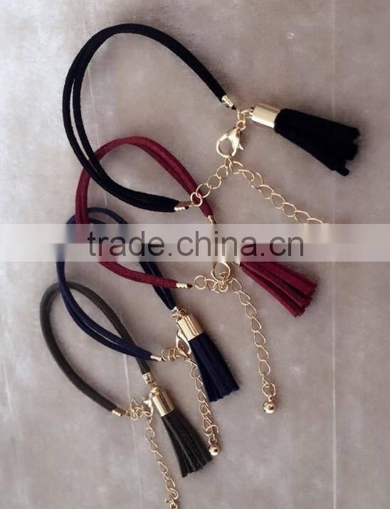 suede leather bracelet velvet tassel bracelet Bohemian tassel bracelet