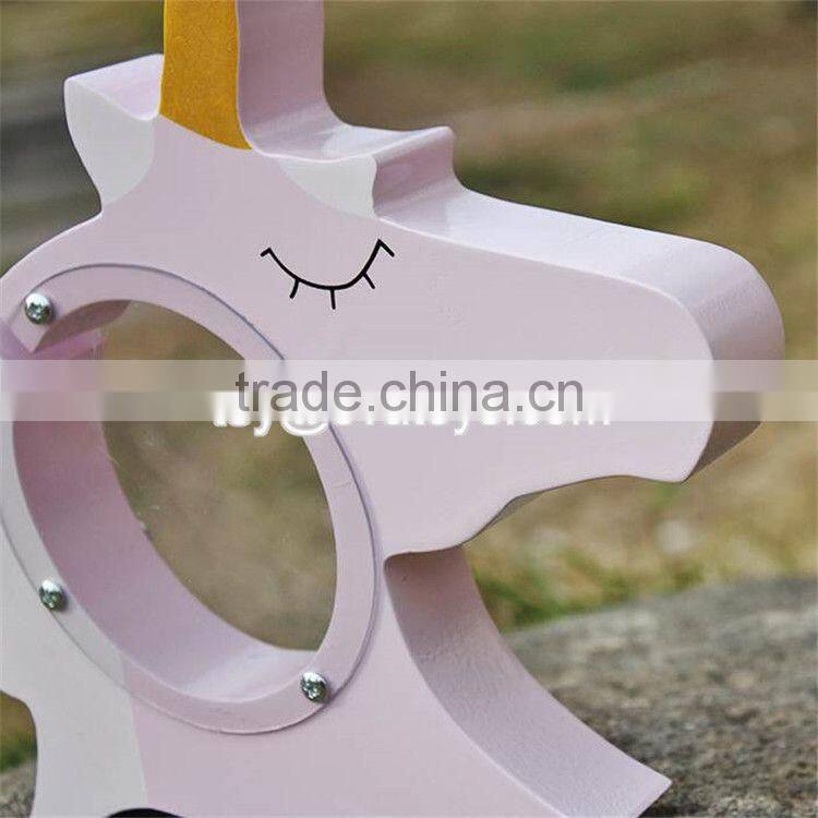New design lovely wooden unicorn piggy bank for kids W02A257