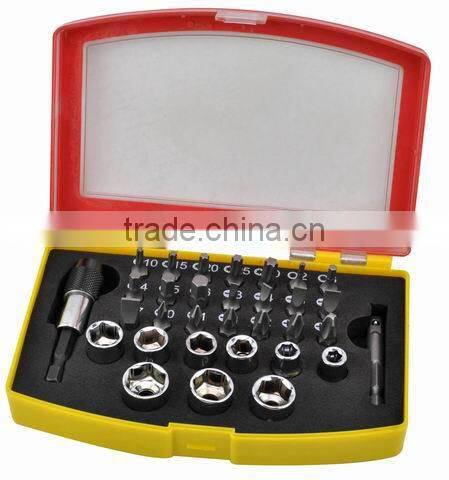 32pcs bits and socket set in plastic case