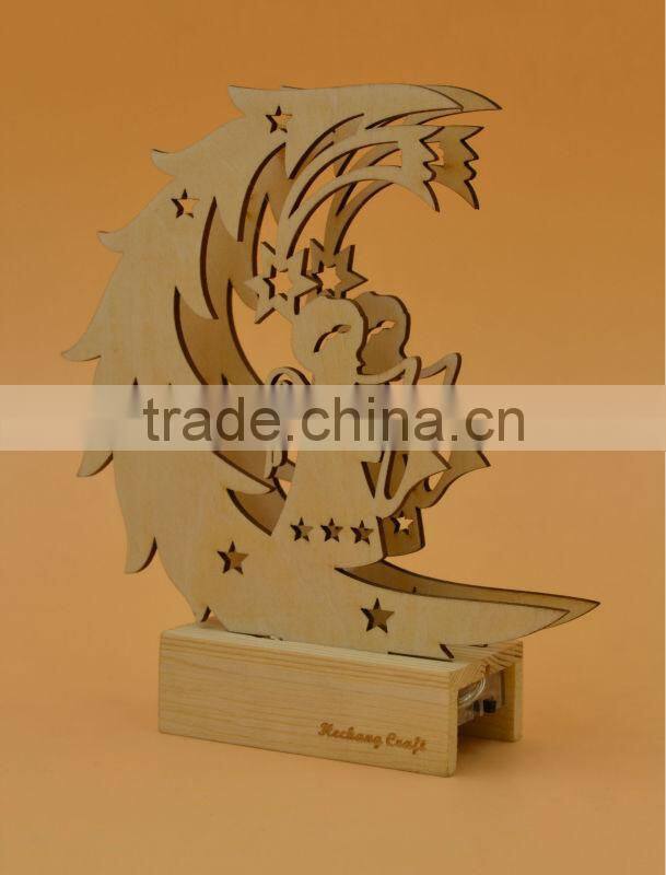 2015 newest top quality wooden Christmas decor gift with light