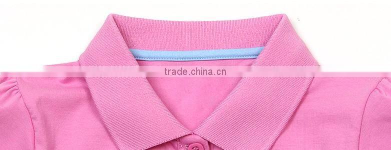 Applique short sleeve 95% cotton 5% spandex girls polo shirts