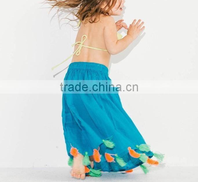 Little Pom Pom Gypsy Skirt Kids Frock Designs Children Clothing Pictures Of Long Skirts And Tops 2016 HSD5653