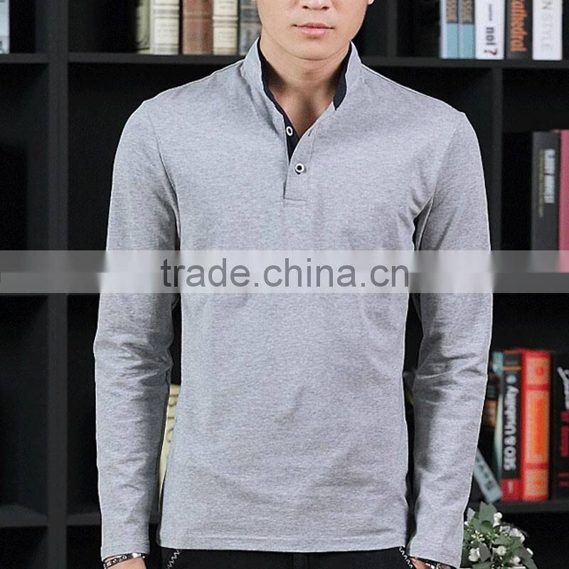 custom new design colorful men long sleeve polo t shirt factory
