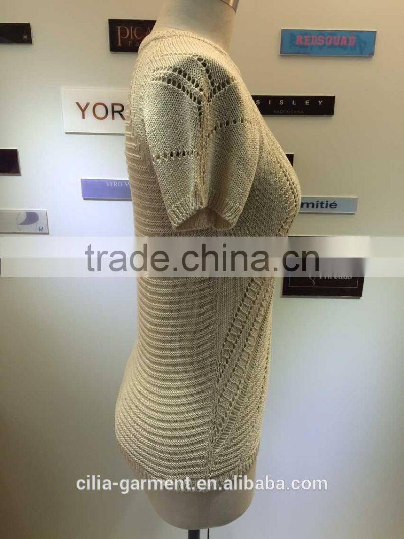 2015 fashion ladies sweater with short sleeve