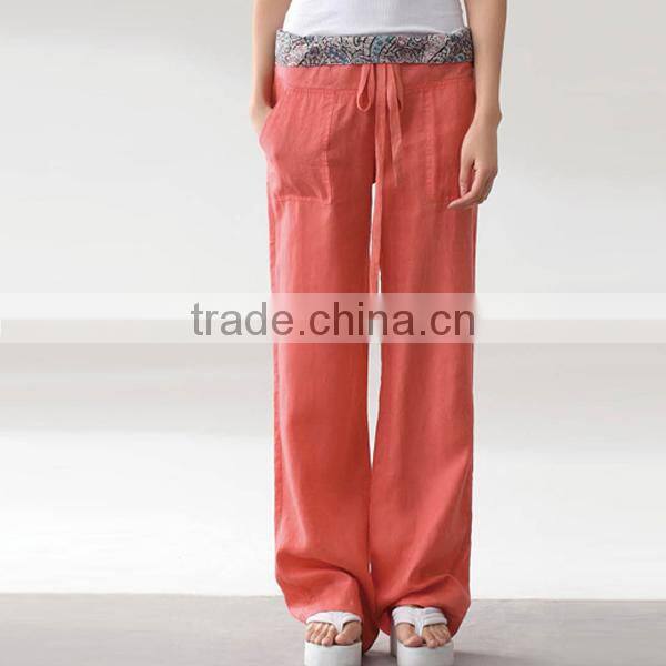 2015 autumn women's garment clothing factory new arrival casual smart loose fit linen cotton female trouser