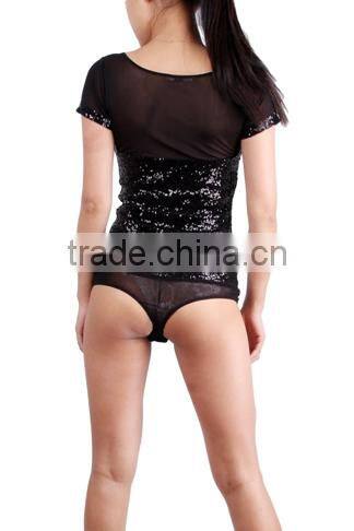 2015 ladies new design fashion black top women short sleeve top