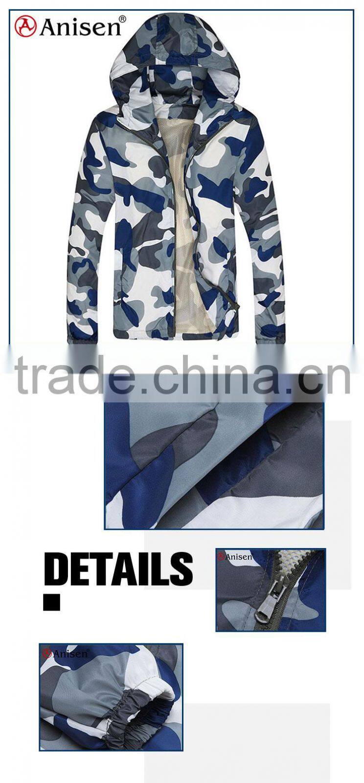 hot sale breathable thin light nylon sport hoodies men camo jacket