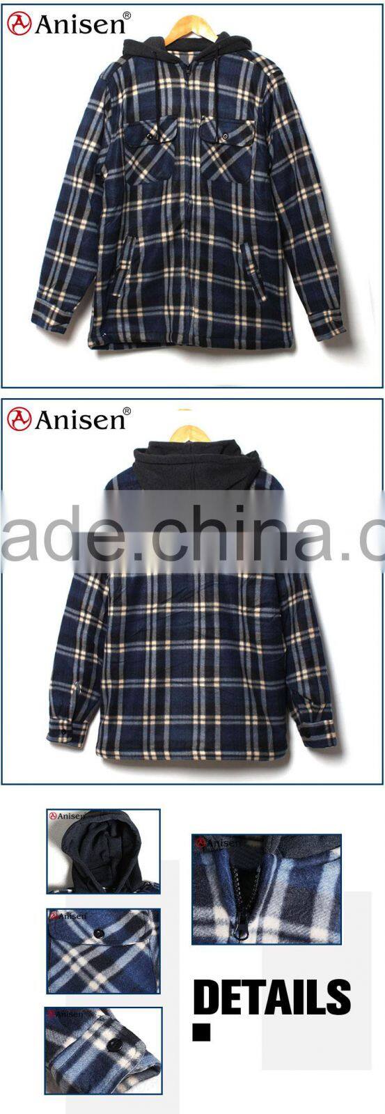 promotional stock lot apparel men fleece plaids jacket