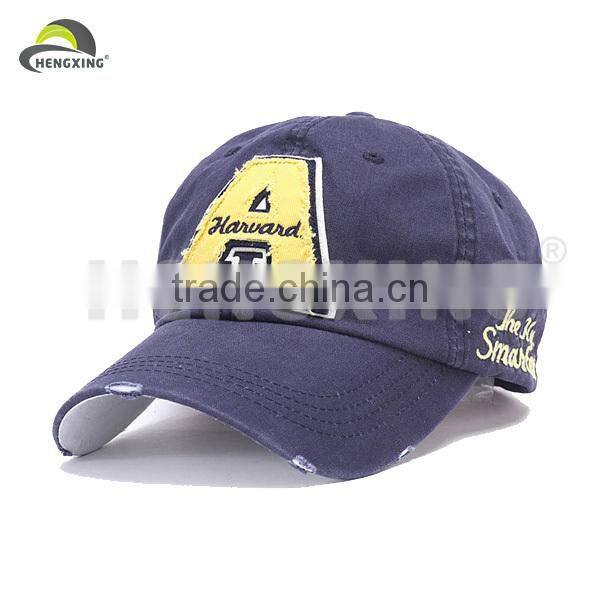 Old Style Worn-out Cotton Applique Baseball Cap