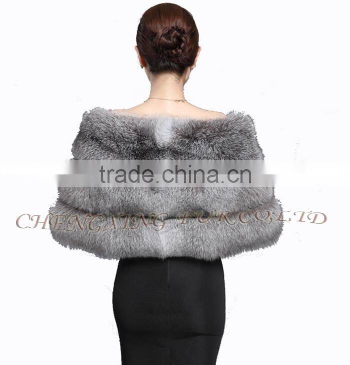 CX-B-133A Luxury Handmade Winter Cape/ Wedding Decoration Dress Fox Fur Shawl