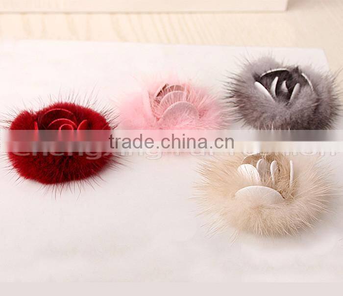 CX-A-25E Ladies Genuine Mink Fur Fashion Brooches