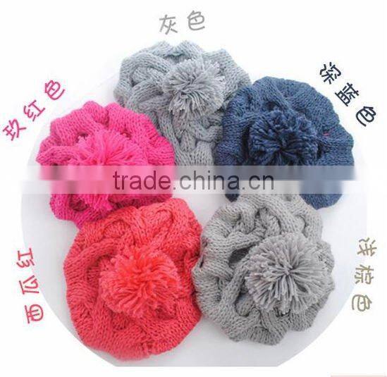 2016 new fashion winter warm soft double layer knitted ladies hats majored factory