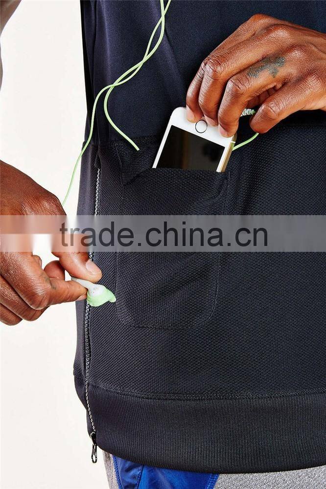 Wholesale newest design sleeveless hoodie zip up sleeveless zip hoodie