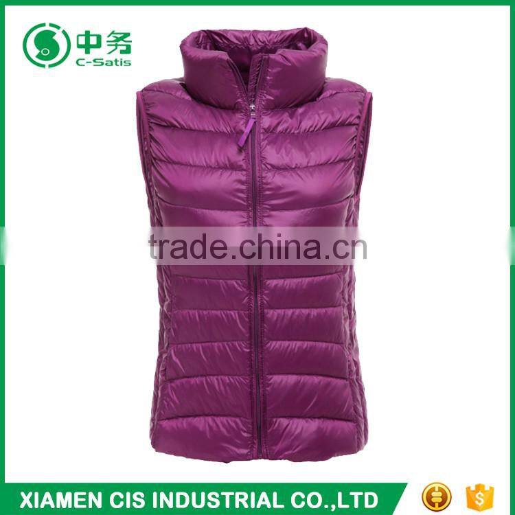 New Arrival Winter Ultralight Thin Stand Collar Women Duck Down Vest