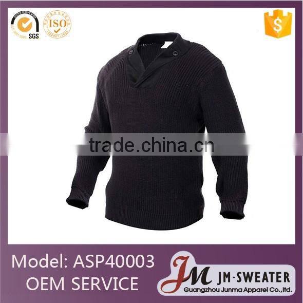 wholesale black acrylic quarter zip military style pullover sweater