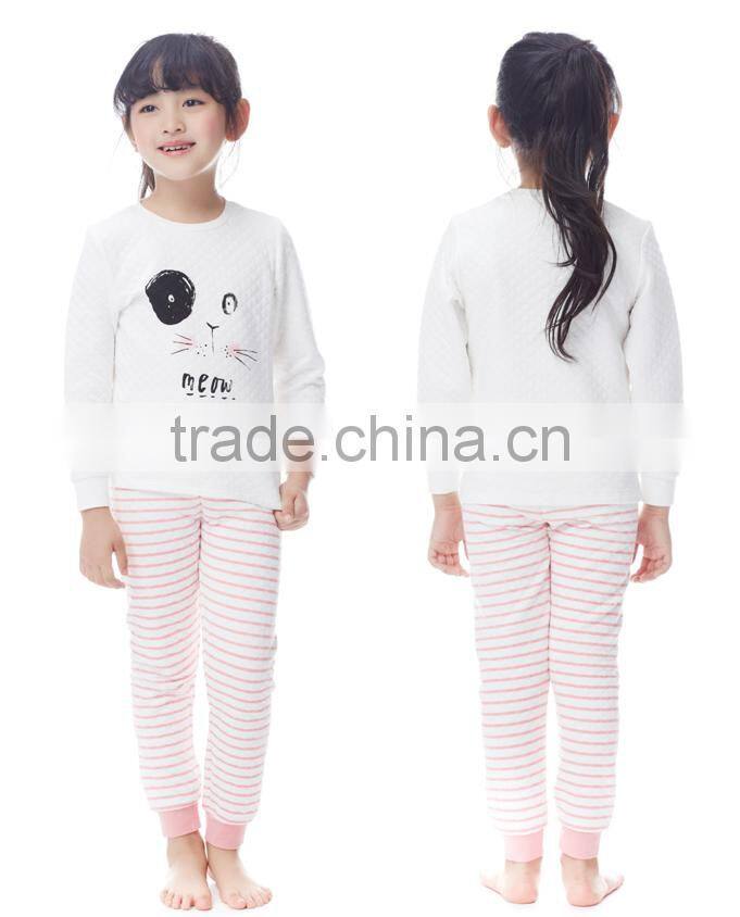 customized lovely girls sleepwear sets 100%cotton air layer fabric printing wholesale cheap good quality girls pajamas