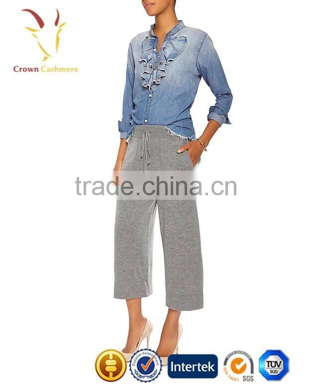 Long Lady 100 Cashmere Pants with Two Front Pockets