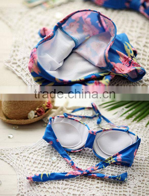 Wholesale Women ladies High Waisted Vintage Push Up Bandeau Bikini Sexy Swimsuit Swimwear M-XL SV006526