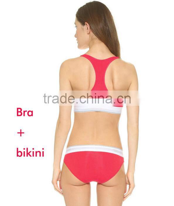 Custom Your Own Brand Logo Design Elastic Band Bra Bikini Lady Briefs Women 95%Cotton 5%Spandex Bralette Sport Crop Tank Top