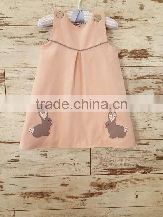 Girl Pinafore Dress Kids Easter Bunny Pink Dress