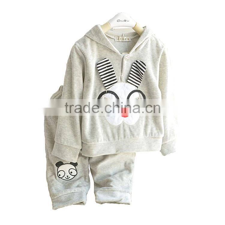 cheap cotton polyester high quality casual girl clothes sets sweet kids clothes children velvet clothing