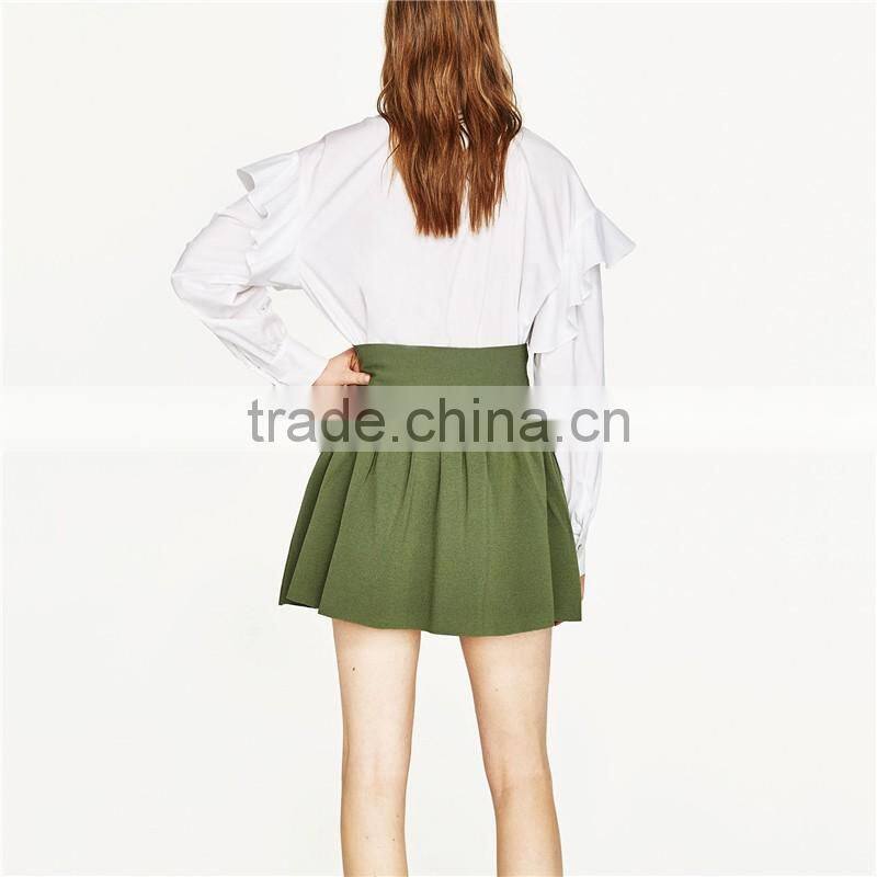 2017 OEM Spring Pleated Young Mini Oasis Skirts with Cords