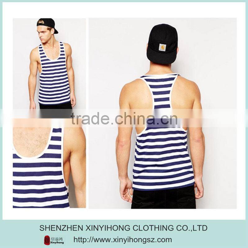 custom boys beach wear,high quality sports singlet,navy striped tank tops