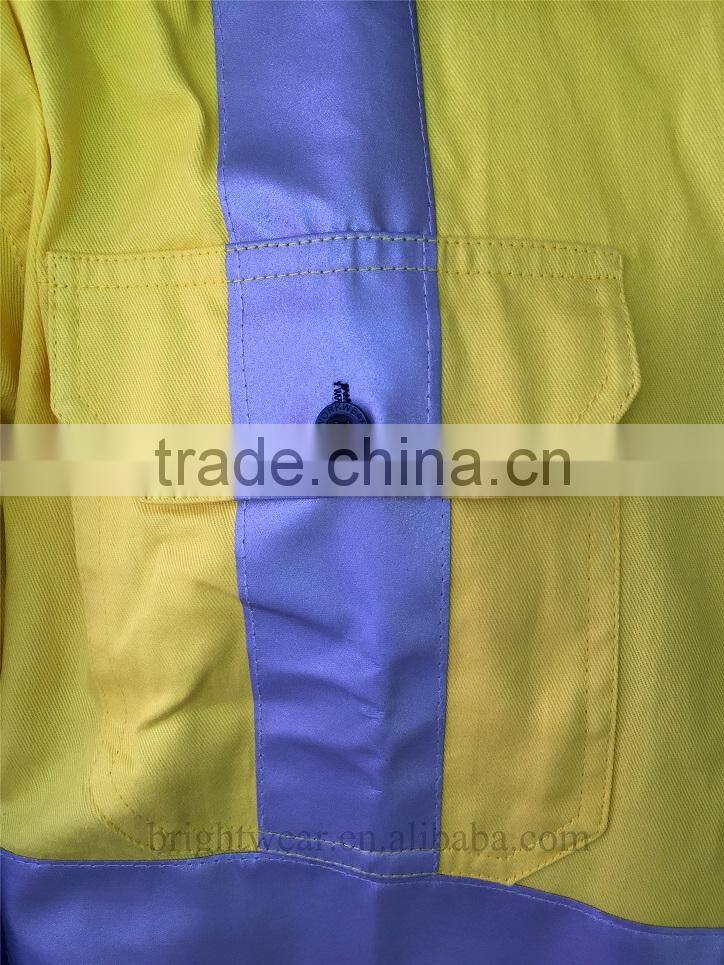 Hi Vis yellow 3M reflective tape safety shirt with contrast color