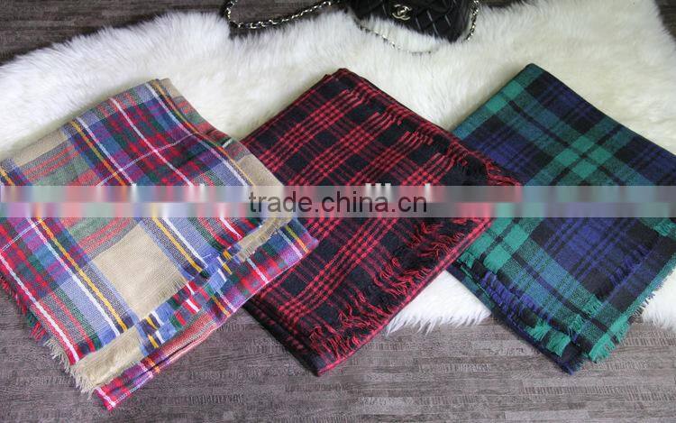 2014 winter hot sale camel plaid scarf
