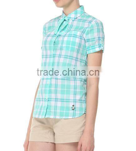 custom women plaids short sleeve shirt