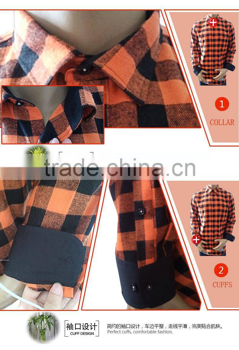 2017 latest flannel Autumn plaid mens shirtand two pockets with buttons