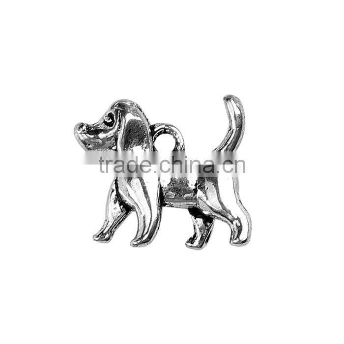 Zinc Based Alloy 3D Charms Dog Animal Antique Silver