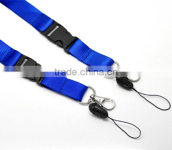 Custom Printed Promotional Blue ID Card Cell Phone Neck Strap Lanyard Clip