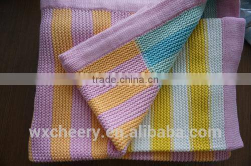 super soft cotton/polyester acrylic knitted baby blanket