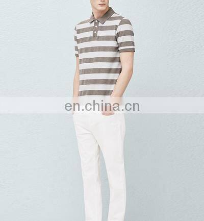 Bulk wholesale men clothing classic stripe high quality 100 cotton polo shirts