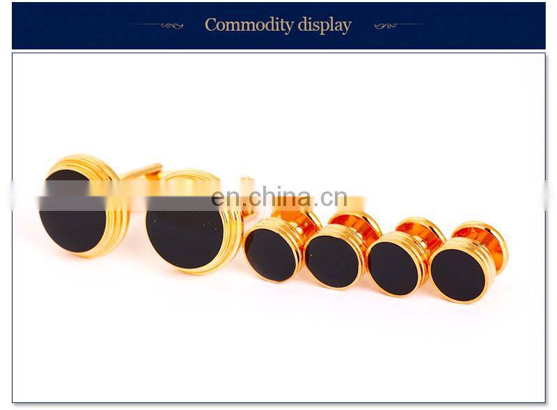 Round enamel cufflinks and studs sets metal studs for clothing