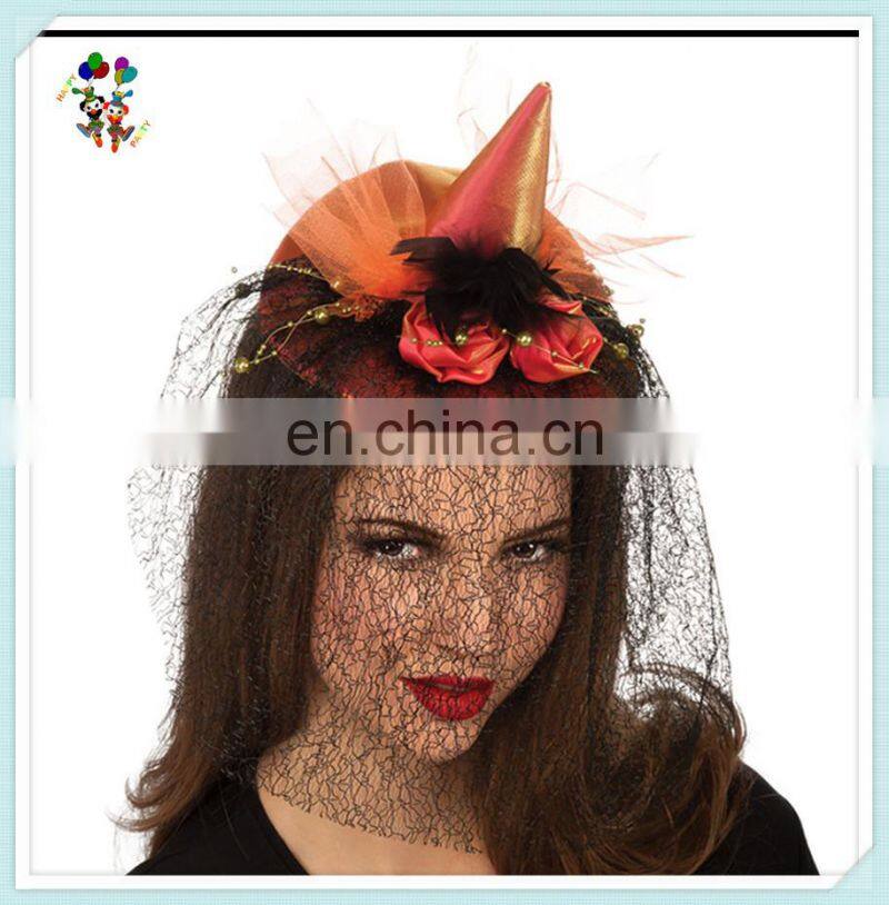 Womens Halloween Party Costume Mini Witch Hats with Veil HPC-0263