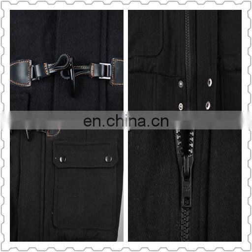 lastest design mens stylish cow buckle hooded 100% cashmere coat