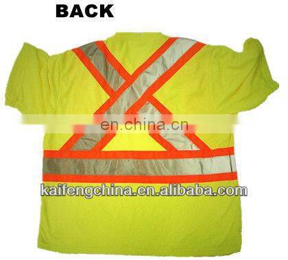 High Visibility Safety Yellow TShirts V neck ANSI Standard Strips