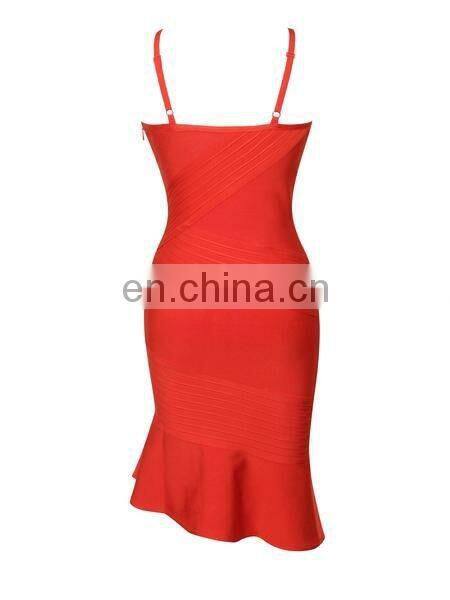 Amigo 2017 new style orange midi sexy mermaid bandage dress fish strap elegant evening dresses for women party wear