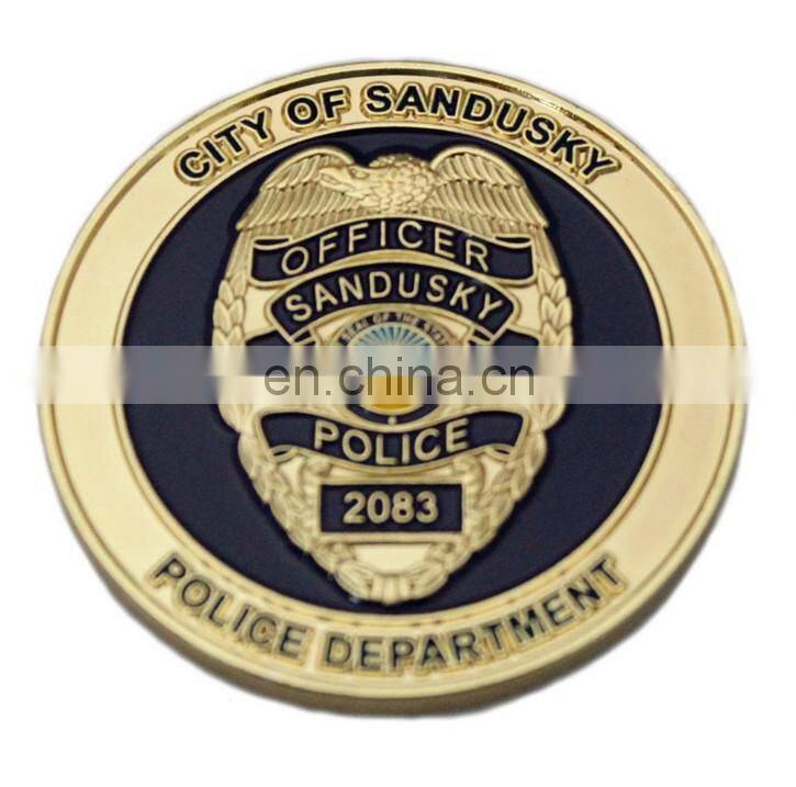 police gold plating 3d custom metal coin