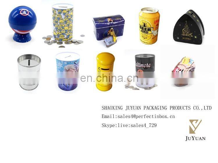 Custom recycled round metal tin box container for money wholesale