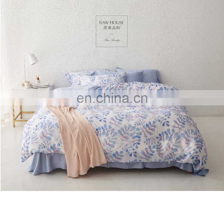 RawHouse design tencel 60s 300TC flower printing 4 pcs bedding set