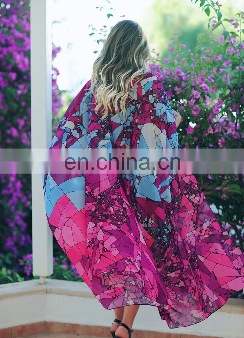 Big Size Beach Dress Women 2019 Sexy Bikini Cover Up Long Cardigan Summer Chiffon Tunic Beach Wear Kaftan Robe de Plage Swimsuit
